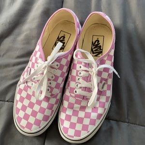 Women’s Pink and White Checkered Vans size 8.5